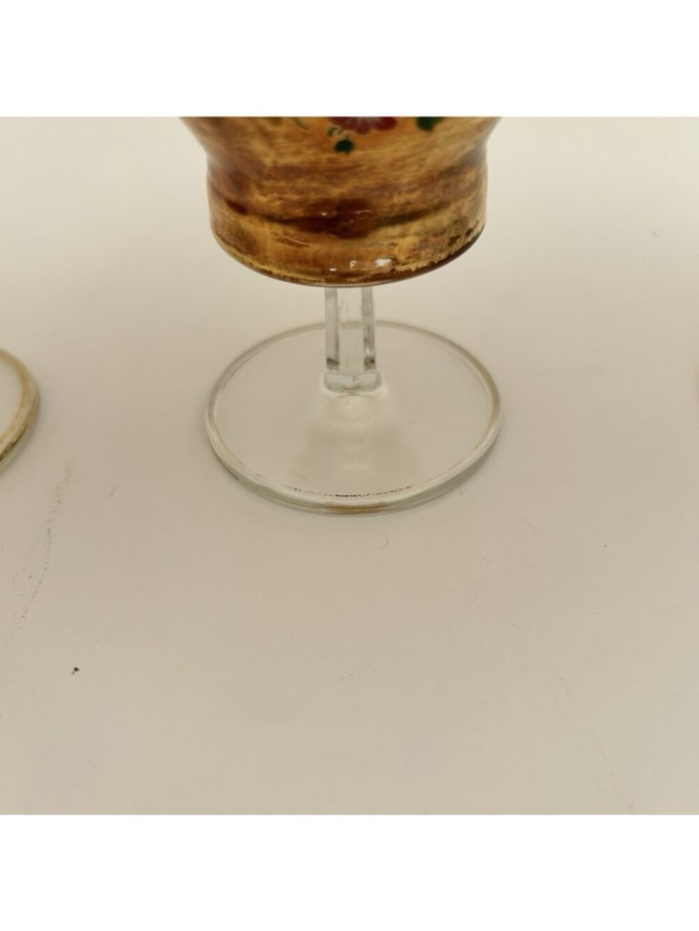 Vintage Set of 3 Gold-Painted Cocktail Glasses Hand-Painted Floral Cottage MCM - Picture 5 of 16